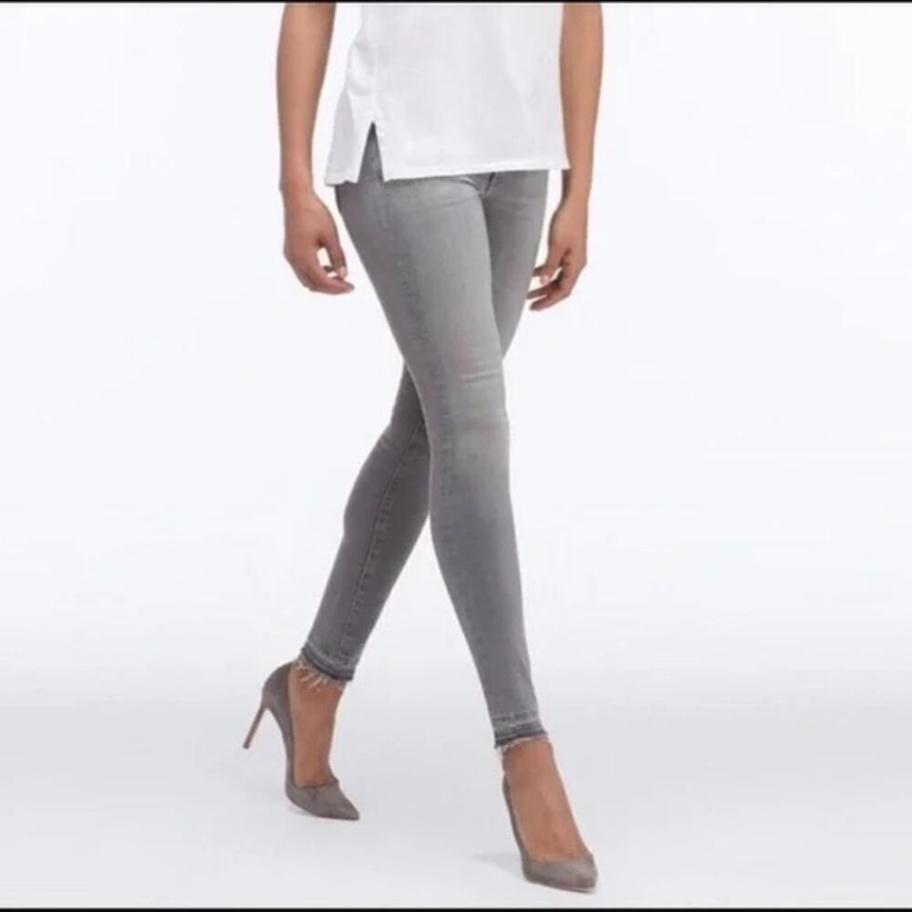AG Adriano Goldschmied The Legging Ankle Super Skinny Gray Raw Hem Jean Size 29R